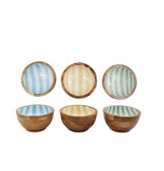 A beautiful bowl with a sleek striped design.
