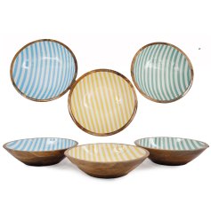 a charming enamel striped serving bowl