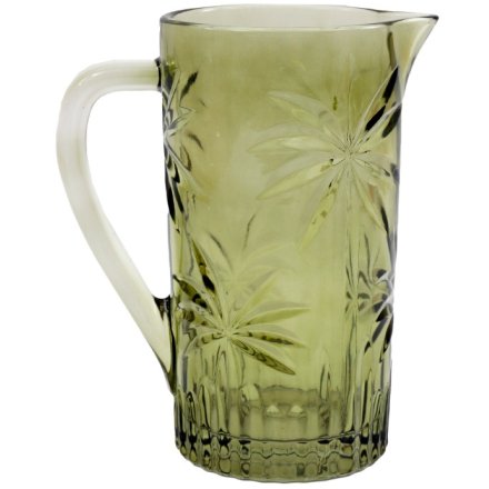 20cm Embossed Palm Glass Carafe