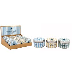 These assorted tin candles are ideal for adding a cheerful glow to your day.