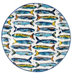 Bring coastal charm to your table with this playful Sardines Dessert Plate.