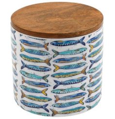 a stylish sardine storage jar with lid 