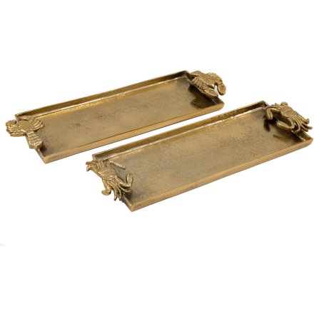 2/A Gold lobster & Crab Tray, 42cm 