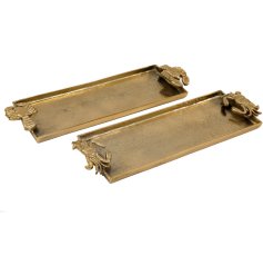 a stylish gold tray