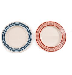 A cute serving striped metal plate 