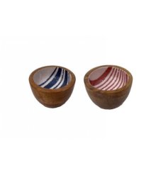 Charming Brocante Enamel Bowl in vibrant blue and red