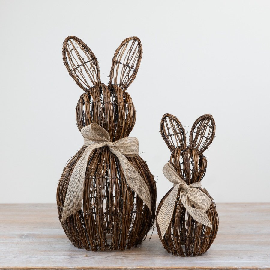 PL14521406 - Decorative 33cm Rattan Bunny with Bow | | Spring & Easter ...