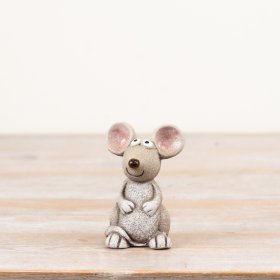Adorable smiley face mouse ornament with a charming design.