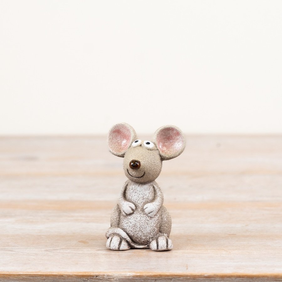 Adorable smiley face mouse ornament with a charming design.
