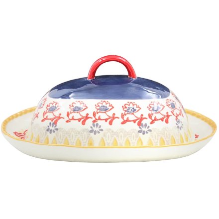 Hand Painted Butter Dish, 21cm 