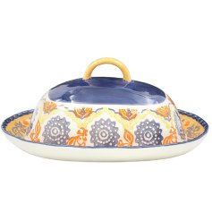 Keep your butter fresh in style with this hand-painted ceramic butter dish