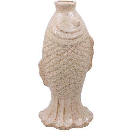 28cm Fish Vase Reactive Glaze 