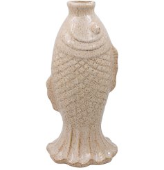 Beautiful Fish Vase featuring reactive glaze and a harmonious blend of natural hues.