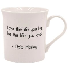 Begin your morning motivated with the Love The Life You Live Coffee Mug.