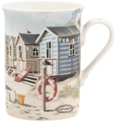 Enjoy your favorite hot beverage in style with the Sandy Beach Can Mug.