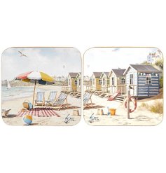 Protect your surfaces in style with the Sandy Beach Coasters 