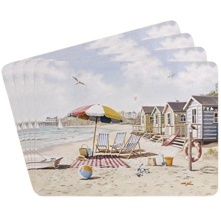 Set of 4 Sandy Beach Placemats, 29cm
