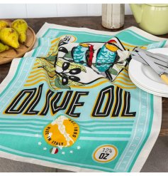 a stylish cotton olive oil tea towel 