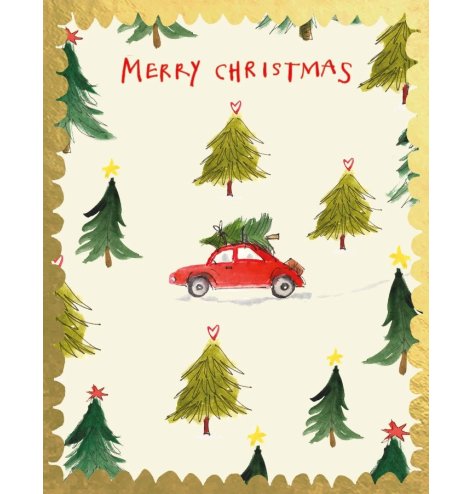 Share holiday joy with the delightful 'Xmas Car And Trees' greeting card this season!