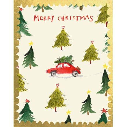 13.8cm 'Xmas Car and Trees' Greetings Card
