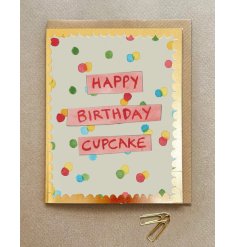 Send birthday cheer with our stylish 'Happy Birthday Cupcake' greeting card!