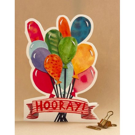 17cm "Balloons Hooray" Die-Cut Greeting Card