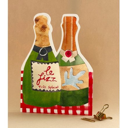 17cm 'Le Fizz' Cut It Out 17cm Greeting Card