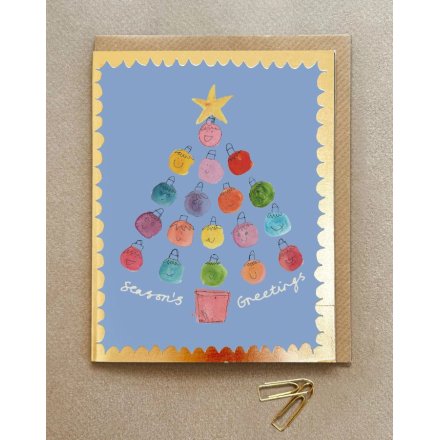Christmas Tree Smiley Baubles Greeting Card, 13.8cm 
