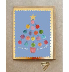 Send holiday joy with our Christmas Tree Smiley Baubles greeting card!