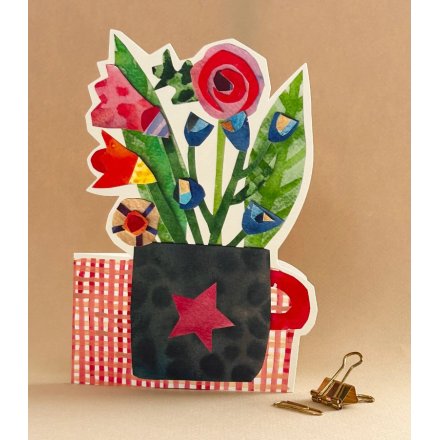 Floral Vase Cut-Out Greeting Card, 17cm