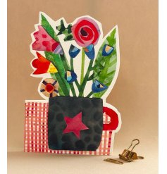 Send joy with the Vase of Flowers Cut Out Greetings Card—perfect to brighten anyone’s day!