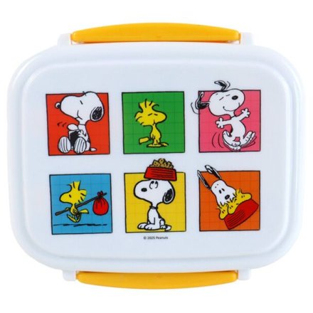 Snoopy & Woodstock Peanuts Clip Lock Bento Lunch Box with Cutlery – Stacked 
