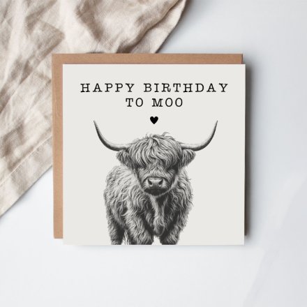 15cm  Happy Birthday "Moo" Greeting Card