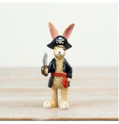 Bring adventurous flair to your space with this charming pirate rabbit décor piece.