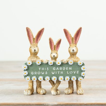 Rabbit Family Garden Decoration, 14cm 