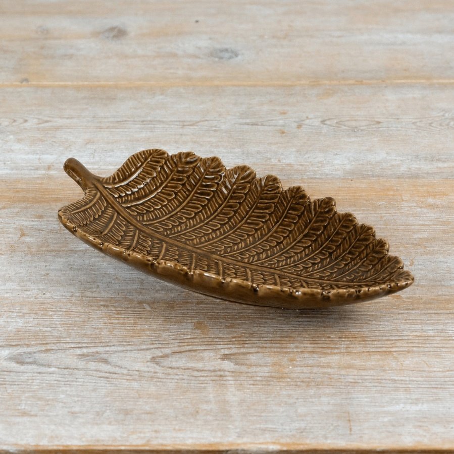 Green 17cm Leaf-Shaped Trinket Dish