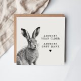 Send warm wishes with this elegant Grey Hare Card
