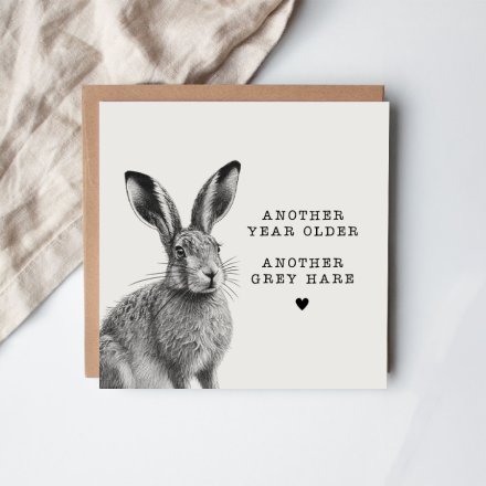 Grey Hare 15cm Greeting Card