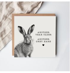 Send heartfelt wishes with this elegant Grey Hare Card
