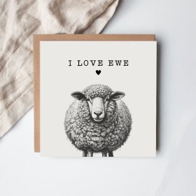 Share heartfelt wishes with the adorable *I Love Ewe Sheep* greeting card.