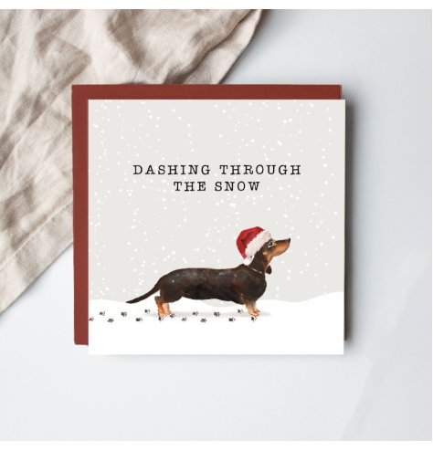 Share holiday joy with the Dashing Through The Snow festive greeting card.