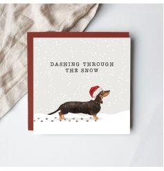 Send festive cheer with the Dashing Through The Snow Greetings Card