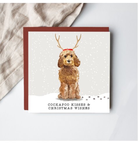 Send festive cheer with the Cockapoo Kisses & Christmas Wishes Greetings Card