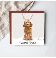 Send festive cheer with this charming Cockapoo Kisses & Christmas Wishes card