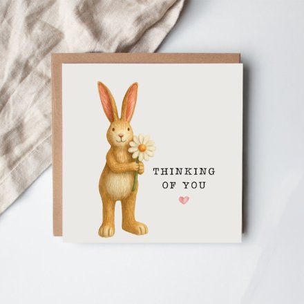 Thinking of You Rabbit Greetings Card, 15cm 