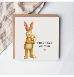Send warmth and kindness with our Thinking of You Rabbit Greetings Card