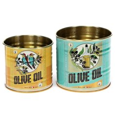 Keep your kitchen essentials fresh and stylish with these Olive Oil Mini Storage Tins