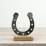 Exquisite horse feet sculpture in raw aluminium and wood