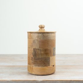 Chic round container with a secure lid for easy storage.