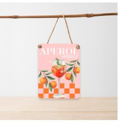 Add a splash of colour with this charming pink Aperol Spritz Mini Dangler Sign
